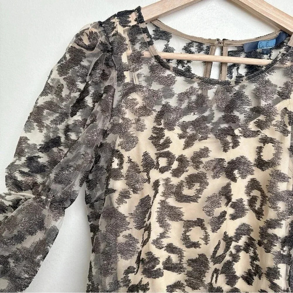 Anthropologie Eva Franco Womens Size Small Sheer  Leopard Top - Picture 7 of 14